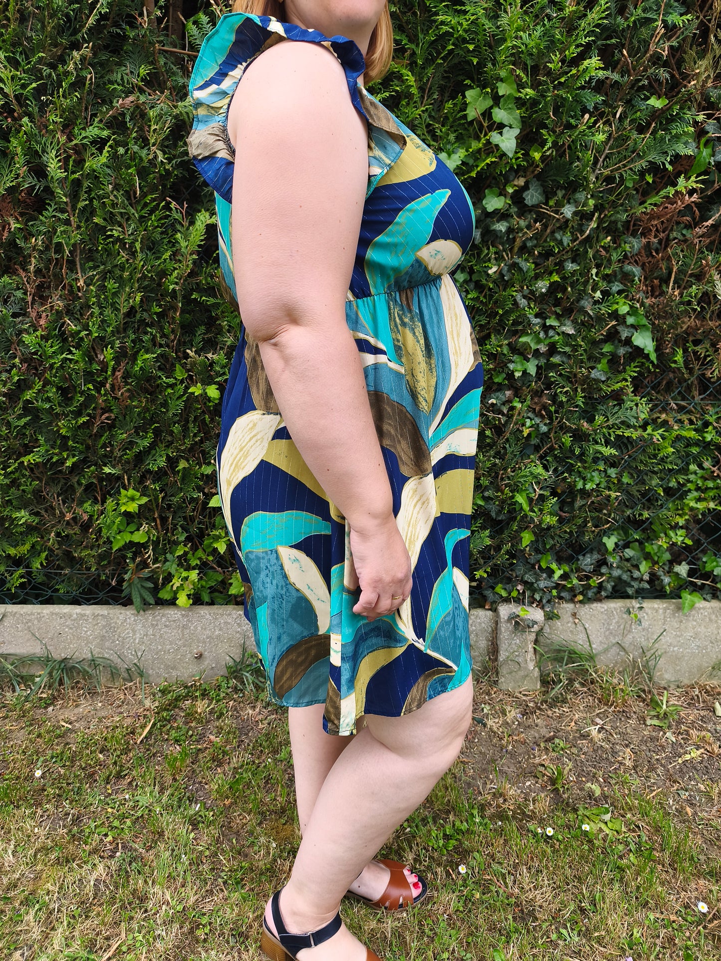 robe grande taille bleu et vert