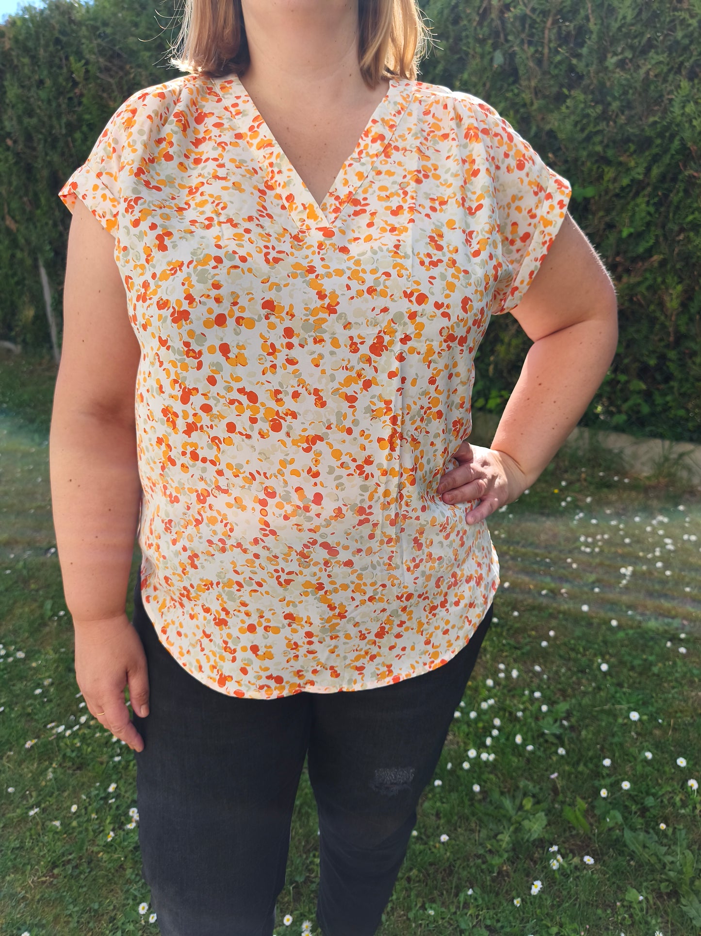blouse orange grande taille
