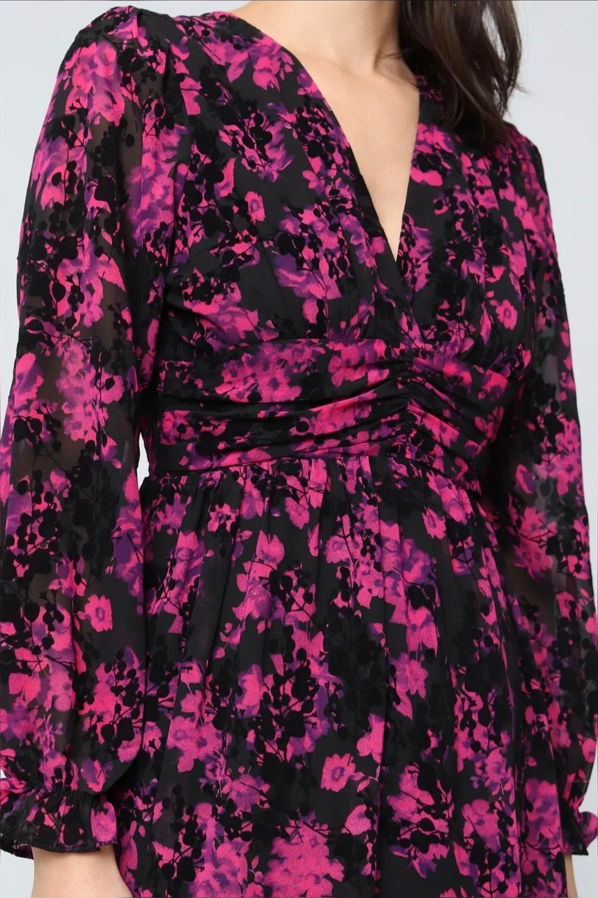 Robe longues fleurs roses
