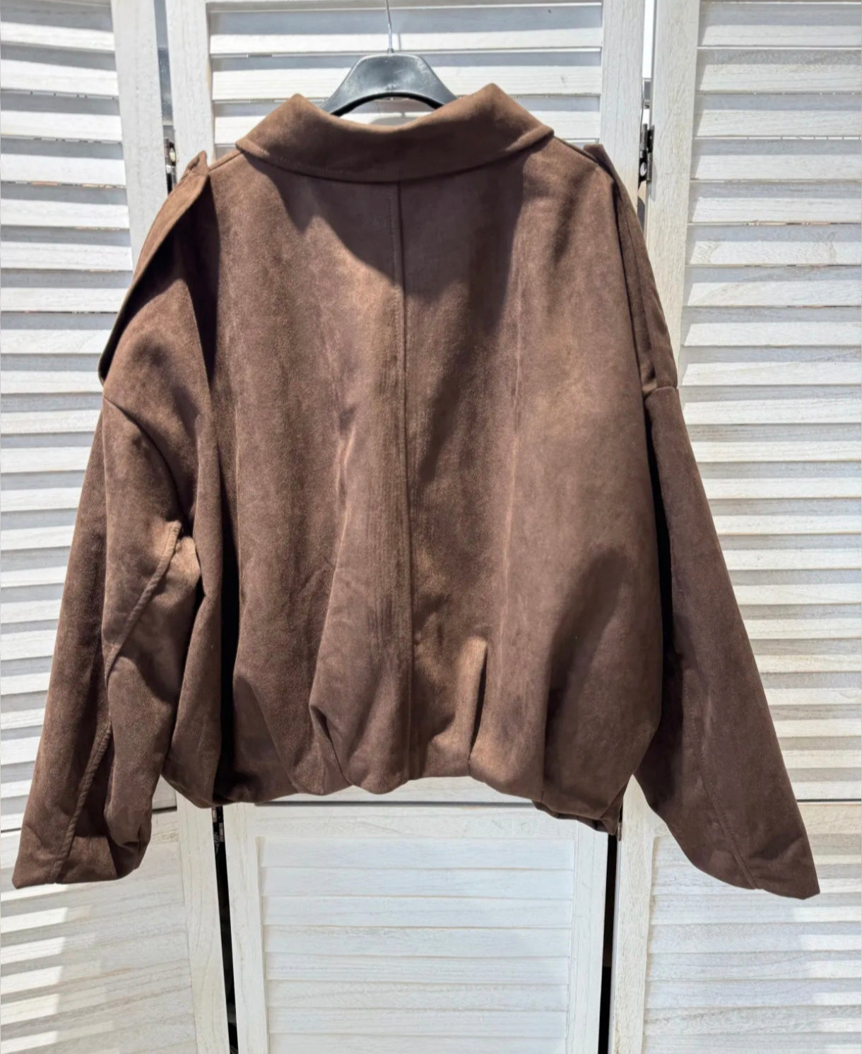 Veste over size en suédine chocolat