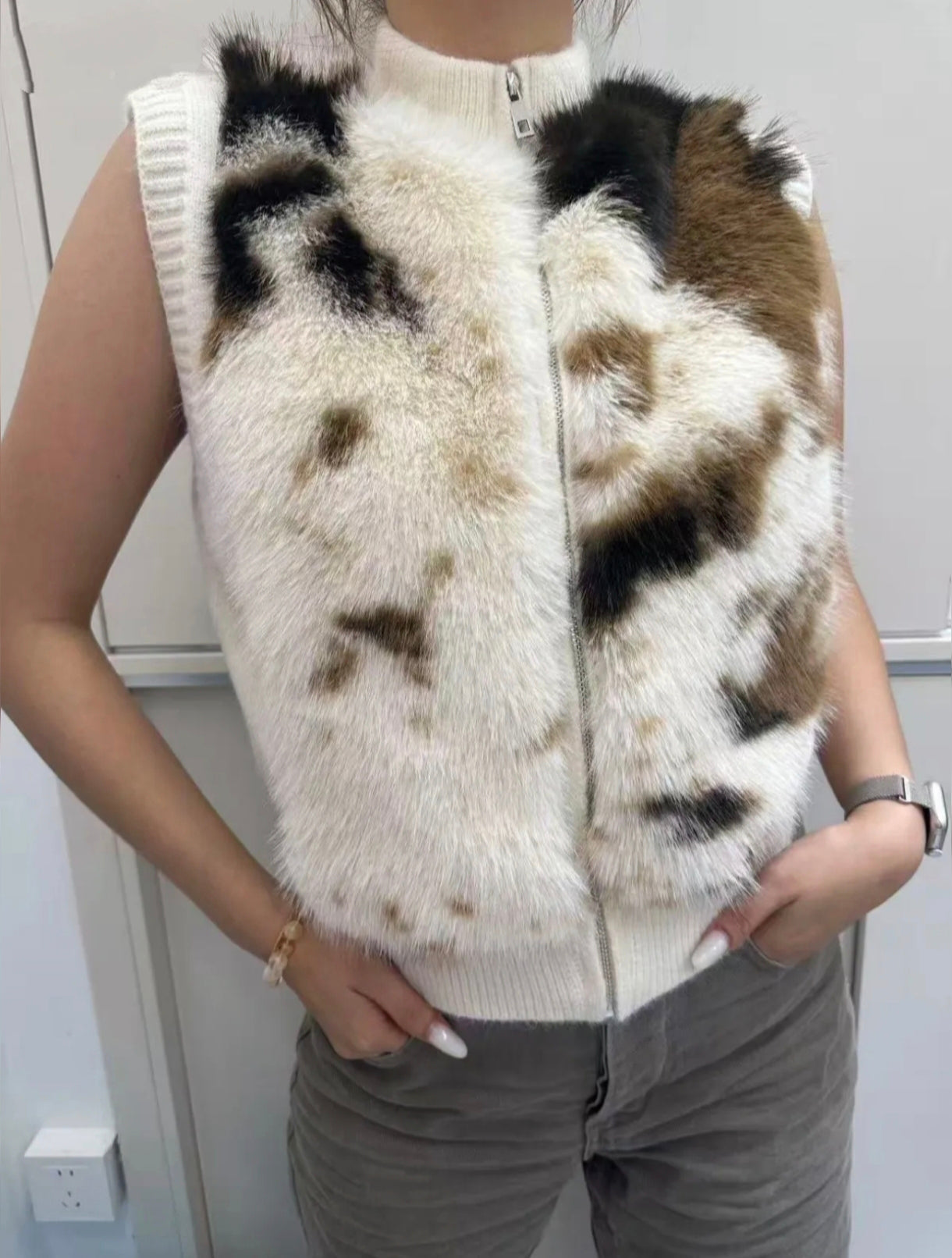 Veste fausse fourrure