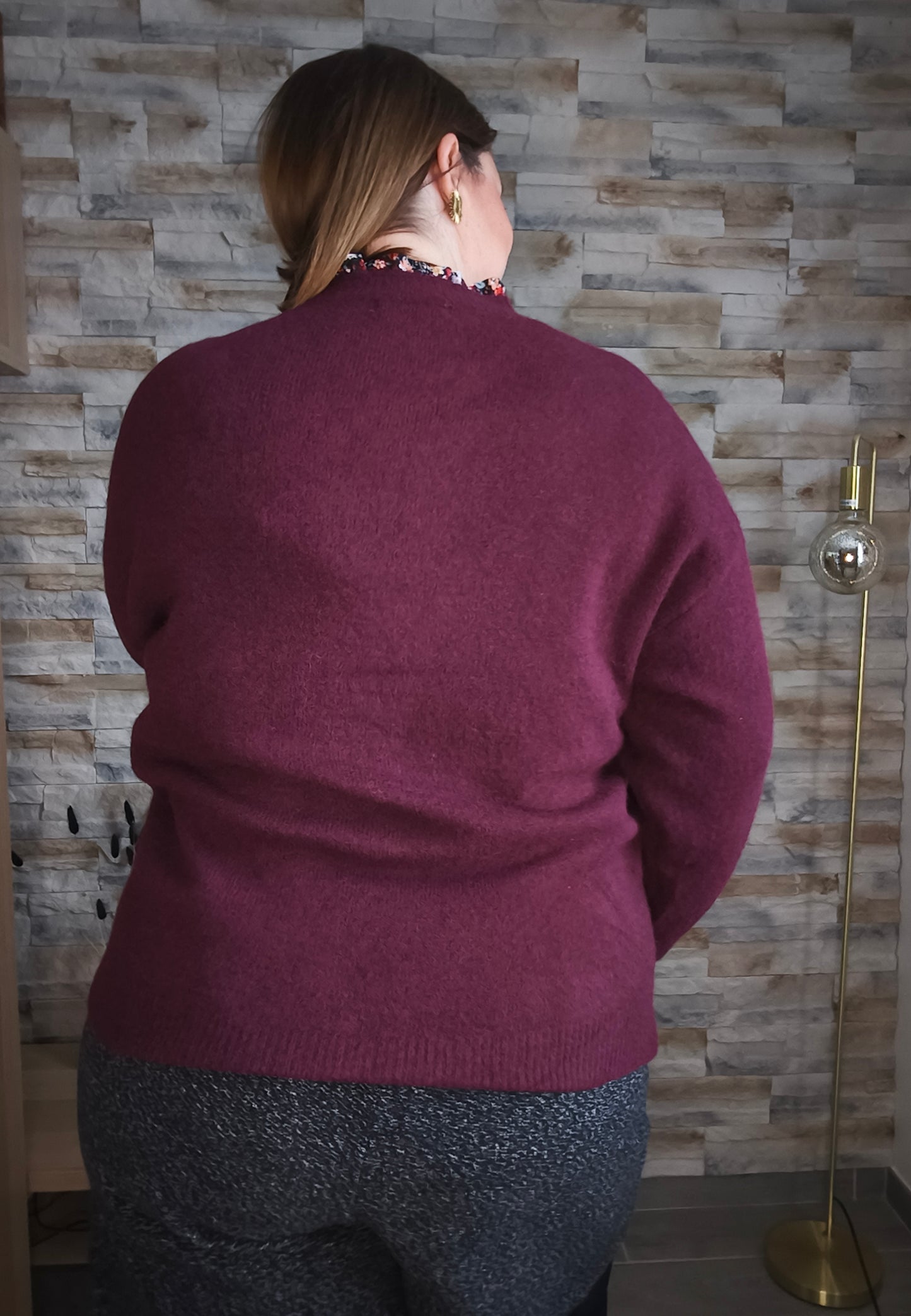 Pull bordeaux cœur