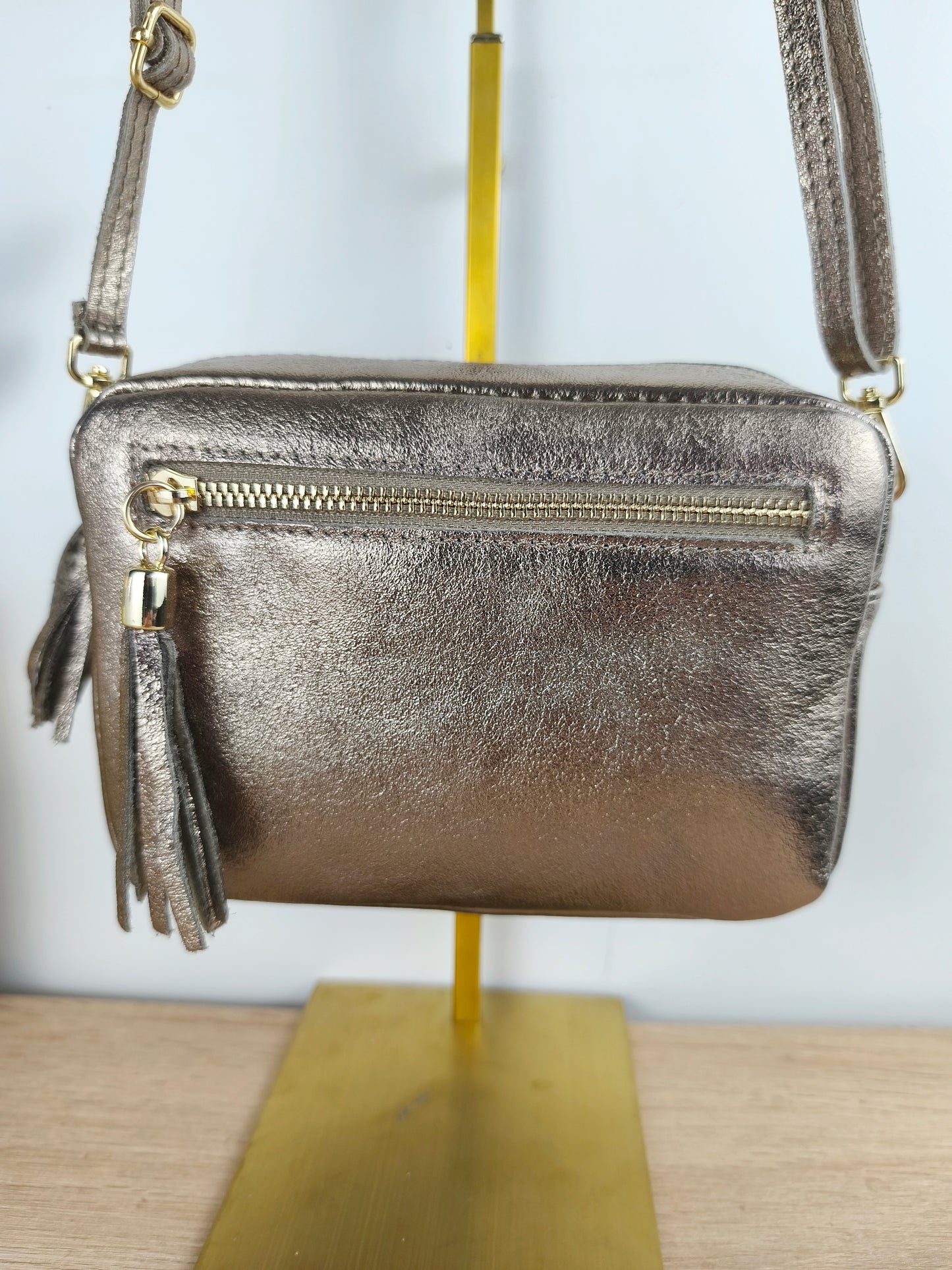 Petit sac bandoulière bronze métallisé