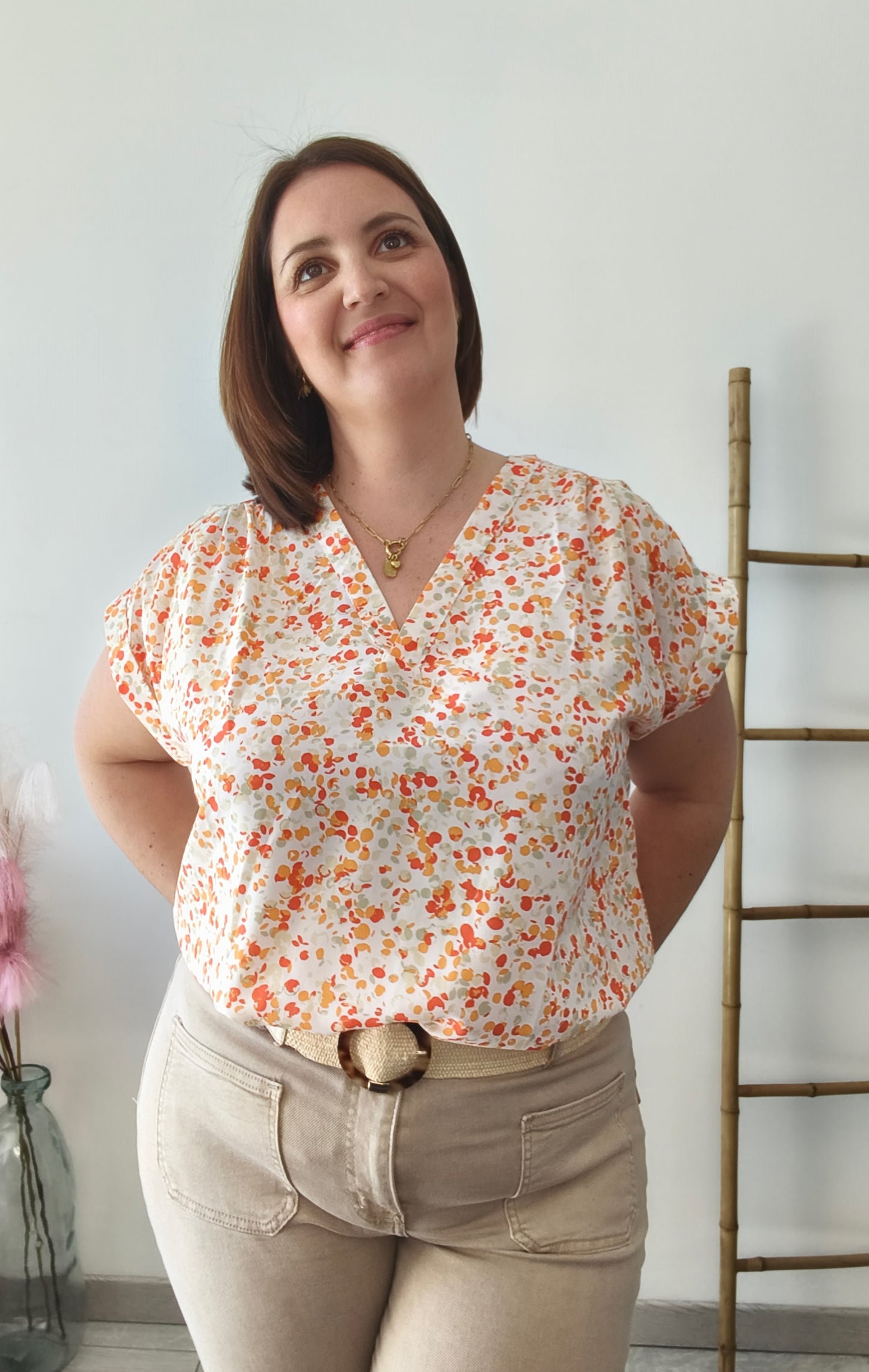 Blouse colorée orange