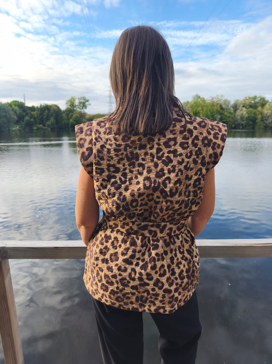 Veste sans manches léopard
