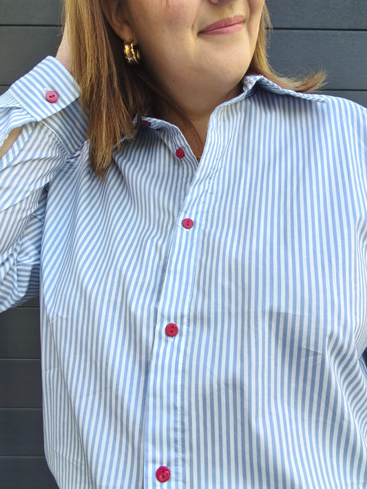 Chemise rayée "la vie est belle"