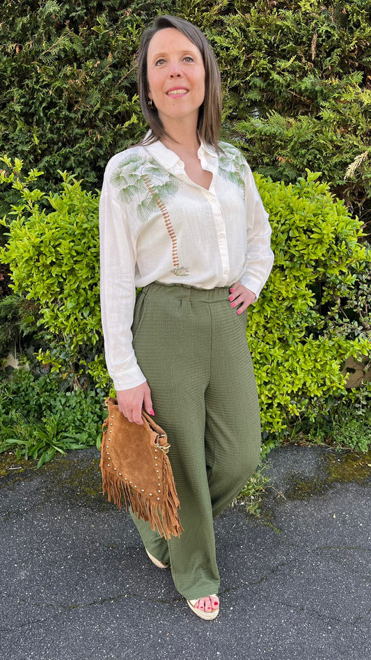 Pantalon vert texturé