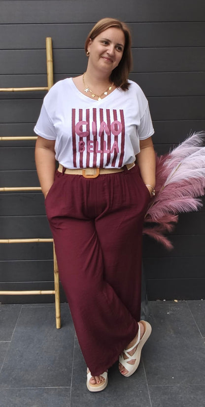 Pantalon palazzo bordeaux