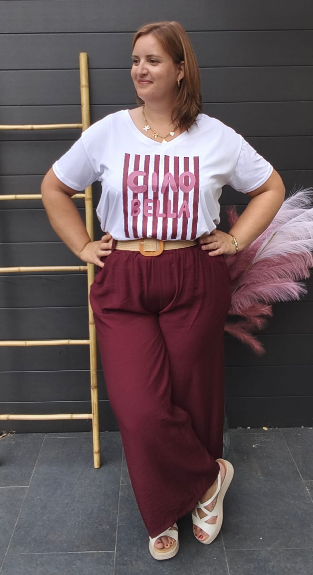 Pantalon palazzo bordeaux