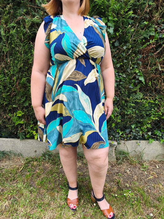 robe grande taille bleu et vert