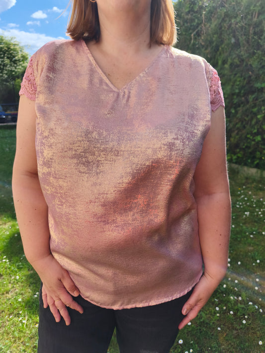 T-shirt rose irisé grande taille