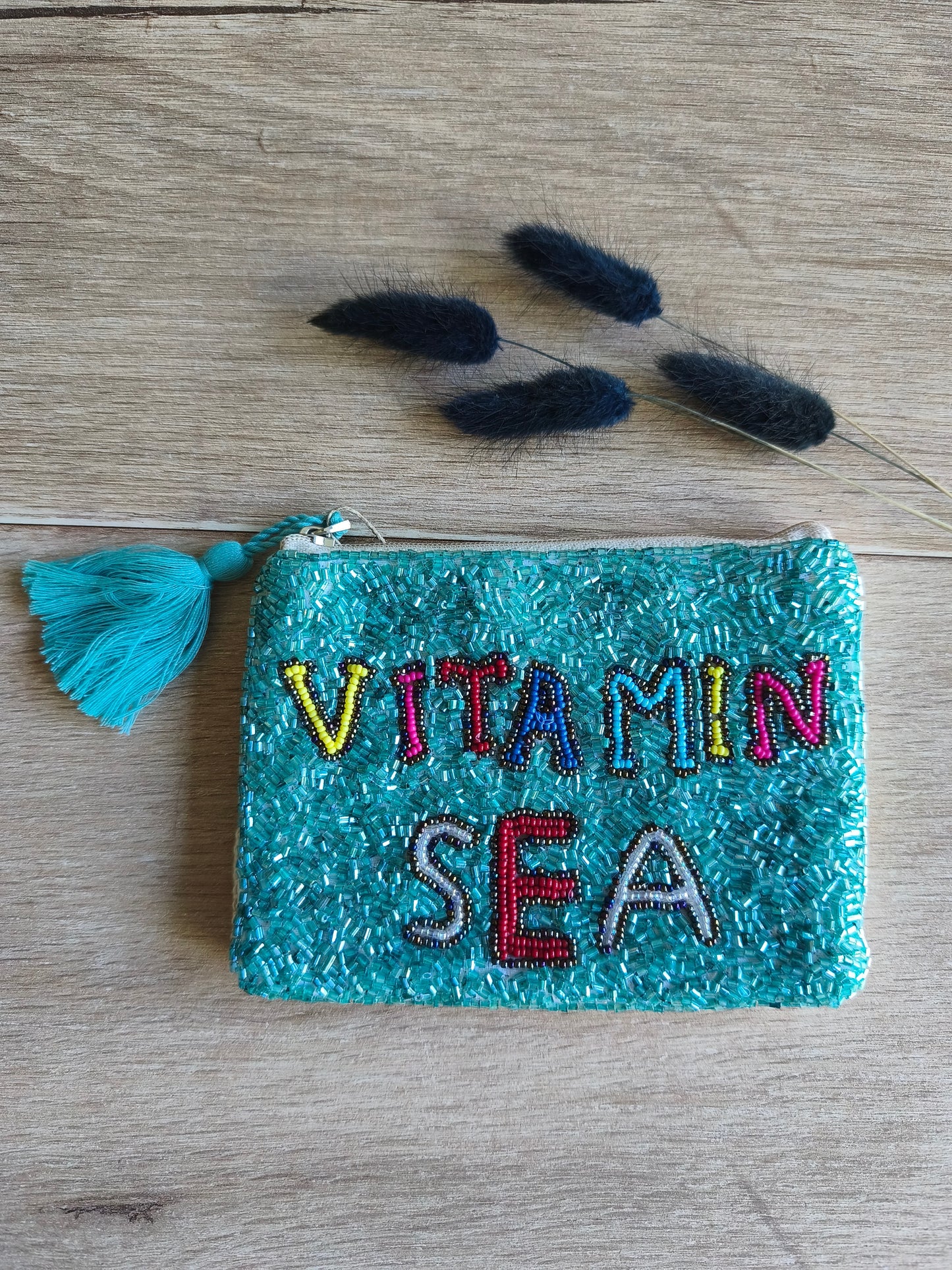 Petite pochette (ou porte monnaie) bleu turquoise