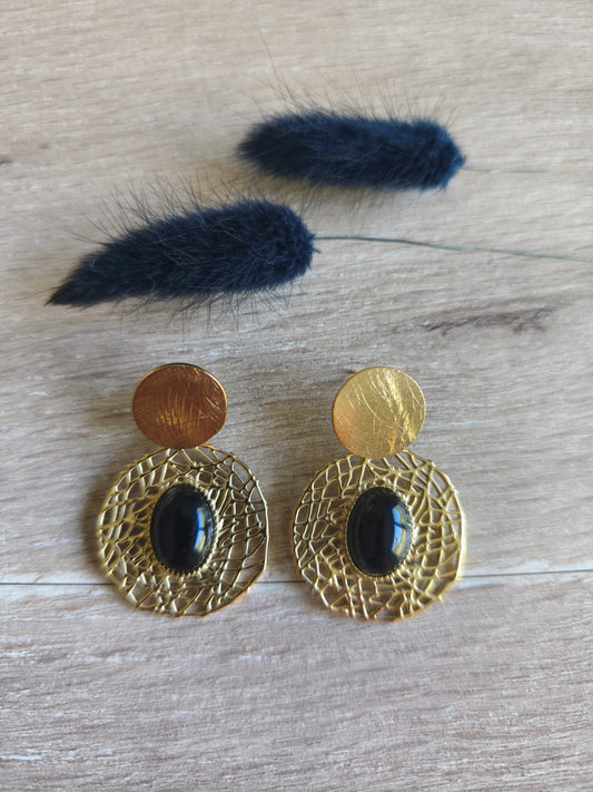 Boucles d'oreilles ovale noir