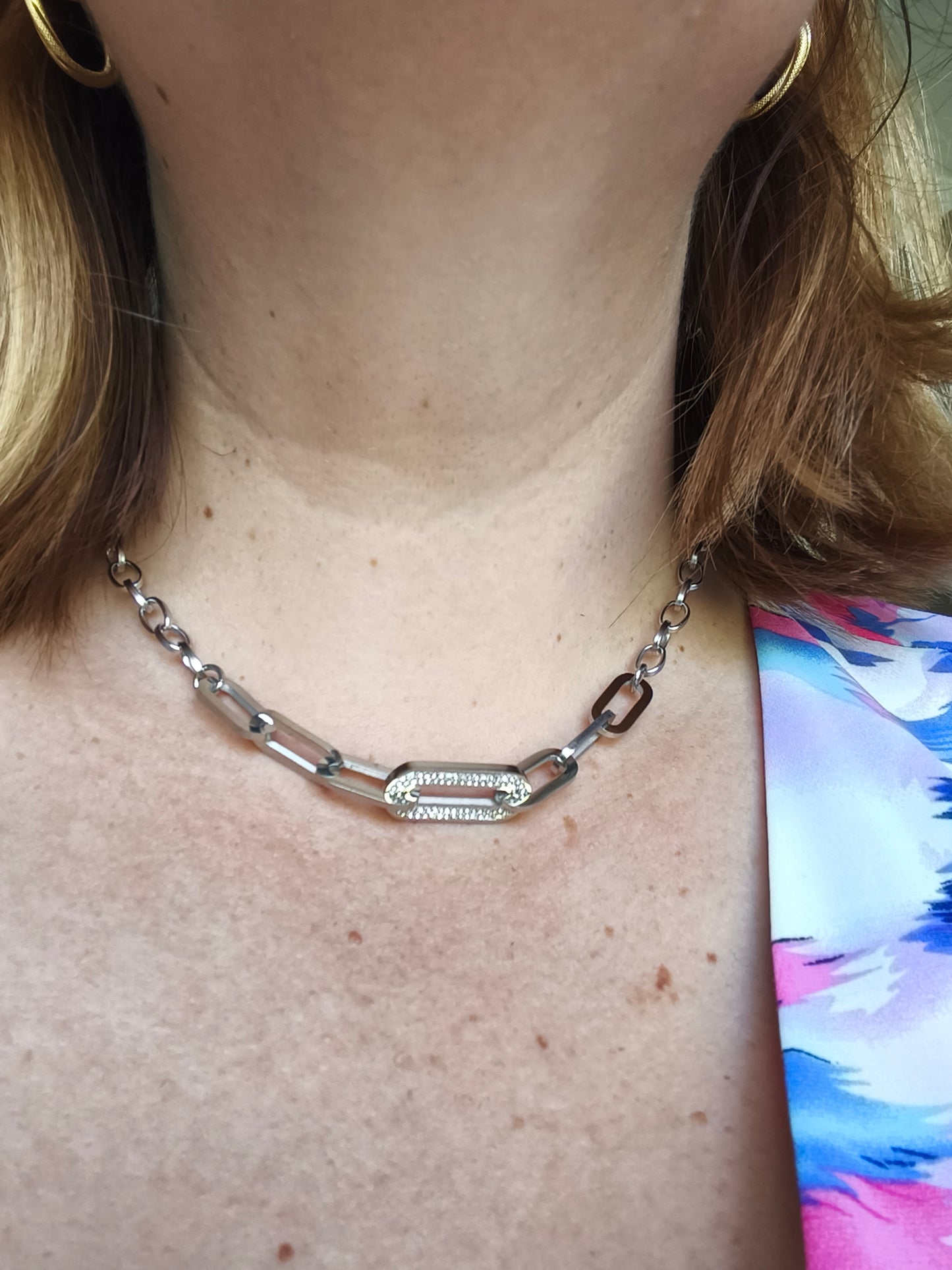 Collier strass ovale