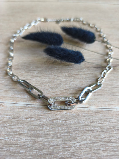 Collier strass ovale