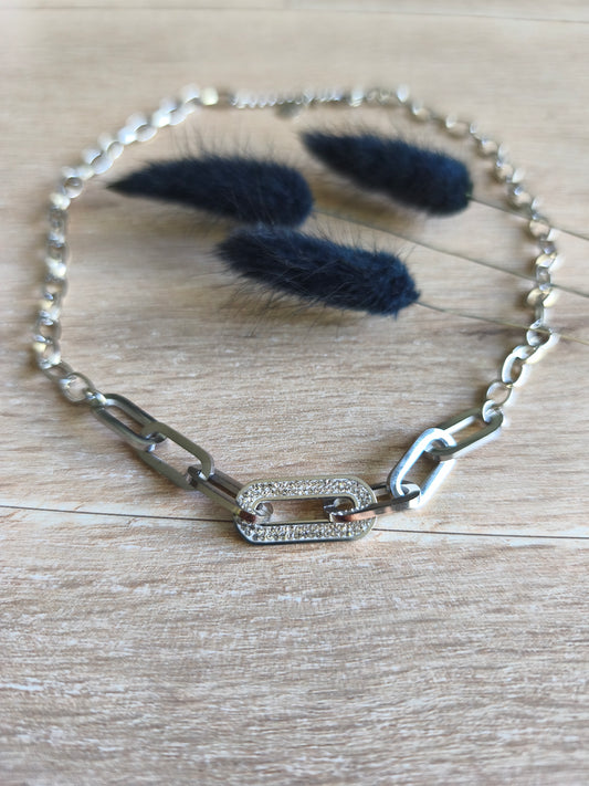 Collier strass ovale