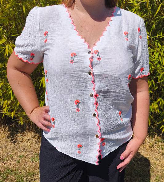 Blouse fleurs fluo