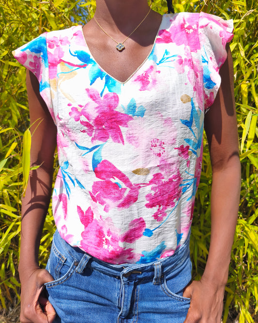 Top floral rose