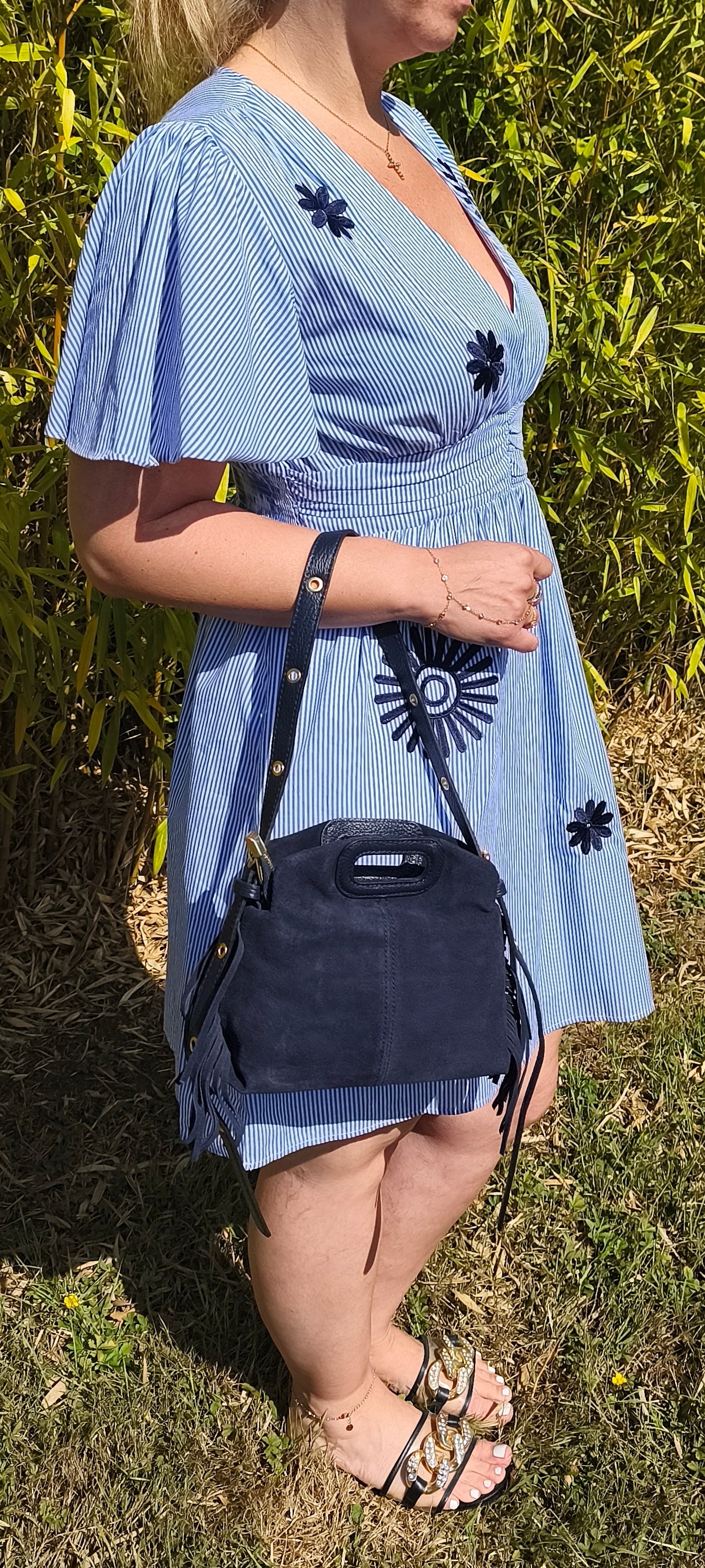 Robe fleurs bleu marine