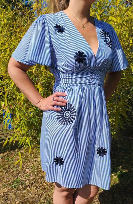 Robe fleurs bleu marine