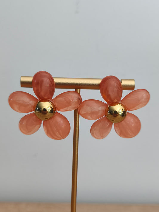 Boucles d'oreilles fleur orange