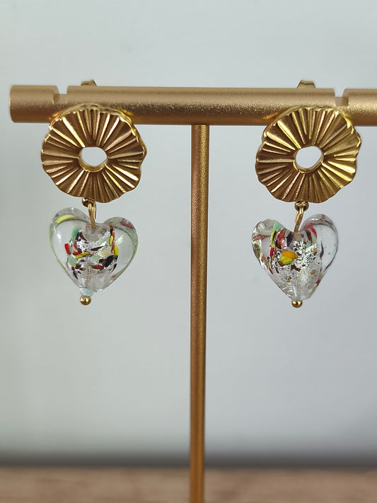 Boucles d'oreilles cœur transparent