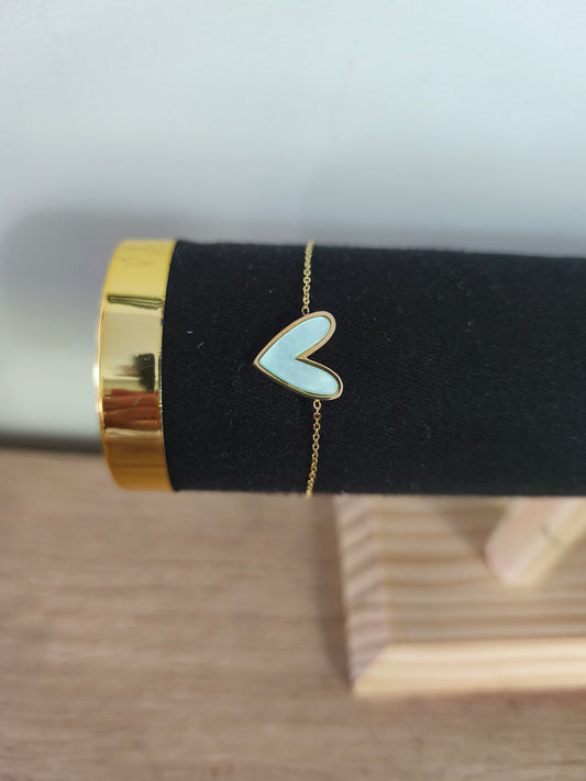Bracelet cœur vert et doré