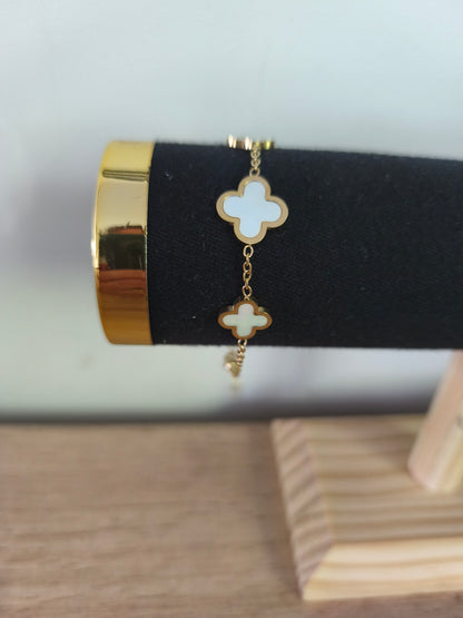 Bracelet trèfle blanc