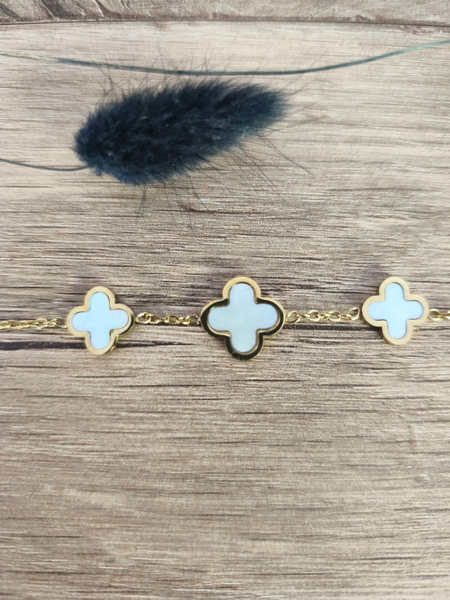 Bracelet trèfle blanc