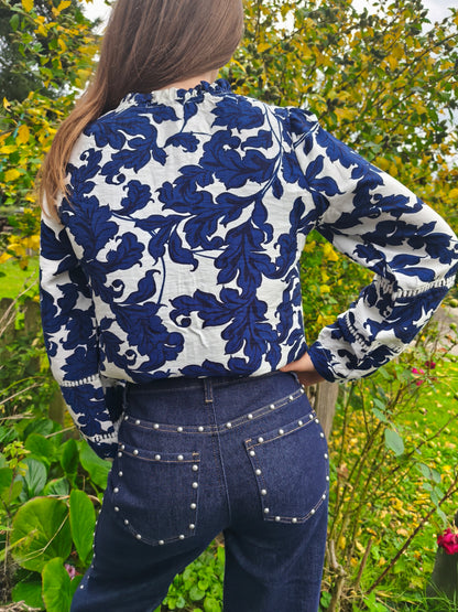 Blouse fleurie bleue