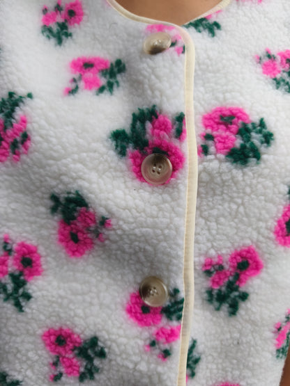 Gilet sans manches en polaire fleurie