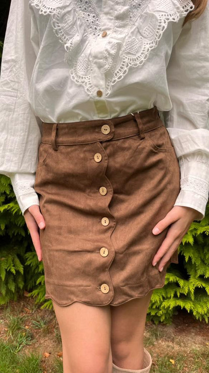 Jupe en suédine chocolat