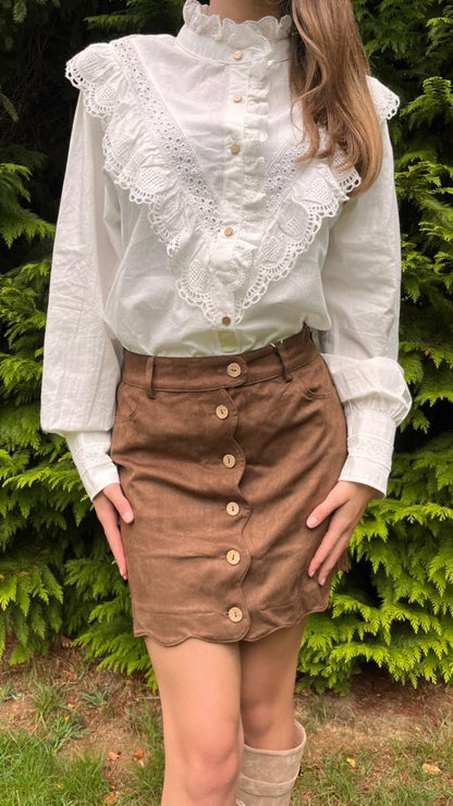 Jupe en suédine chocolat