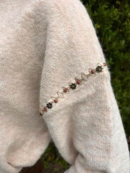 Pull beige avec perles