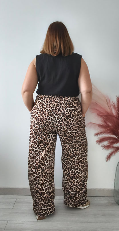 Pantalon Palazzo léopard