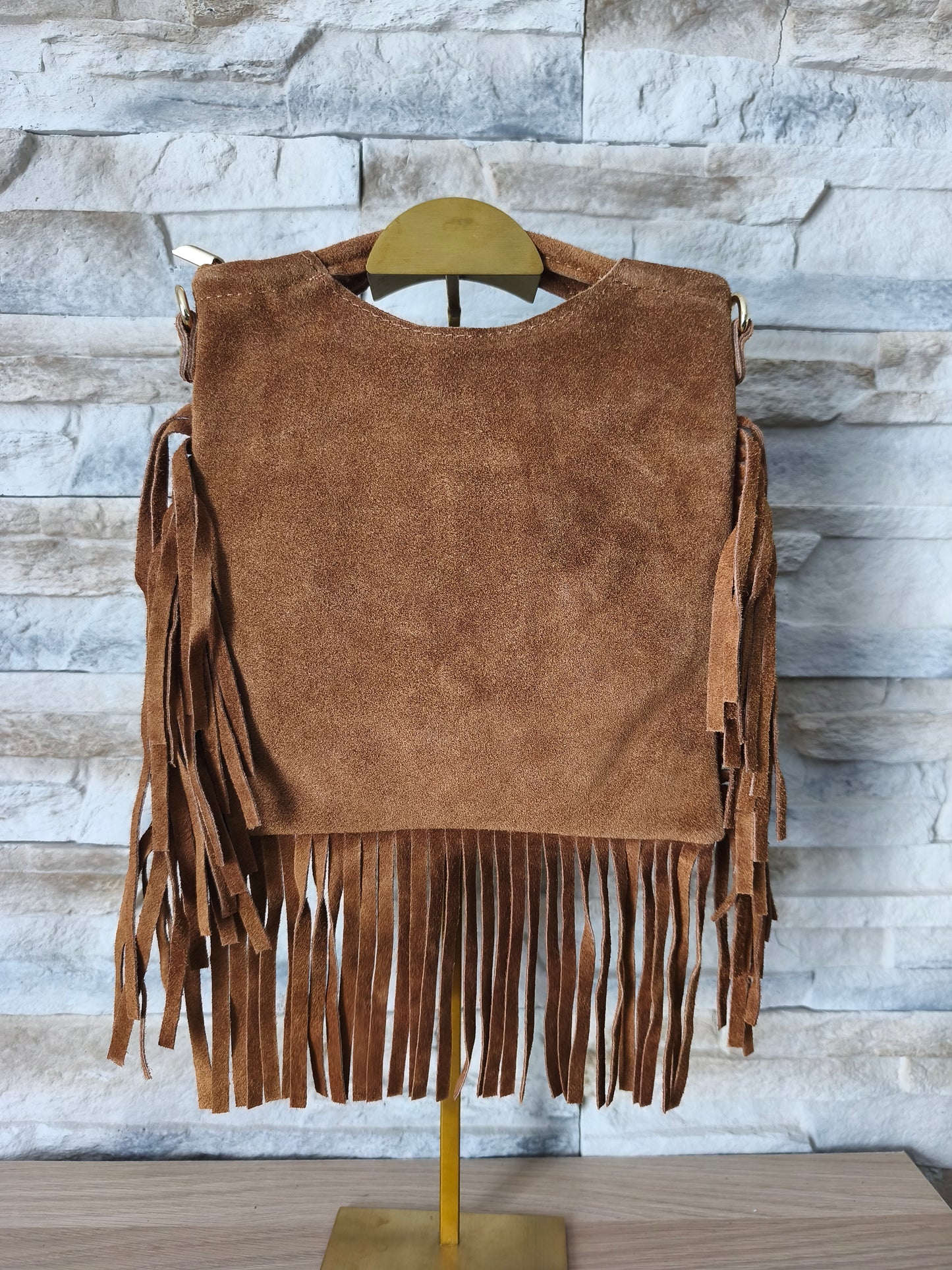 Sac à main bohème en suédine marron