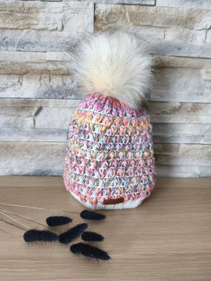 Bonnet crocheté multicolore
