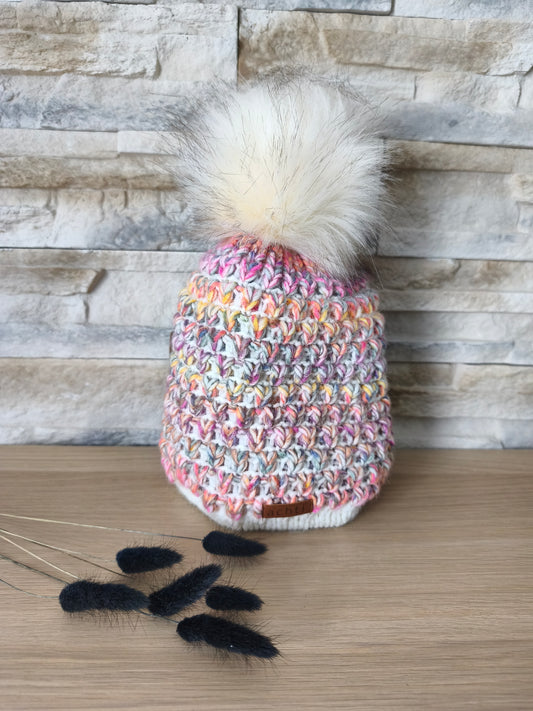 Bonnet crocheté multicolore