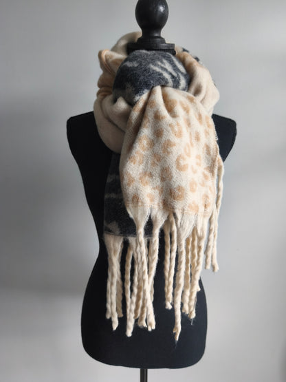 Echarpe beige léopard