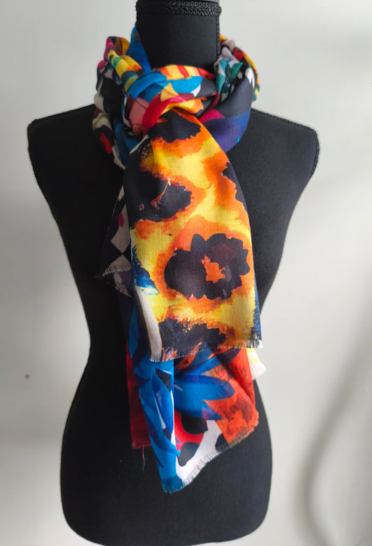 Echarpe florale multicolore