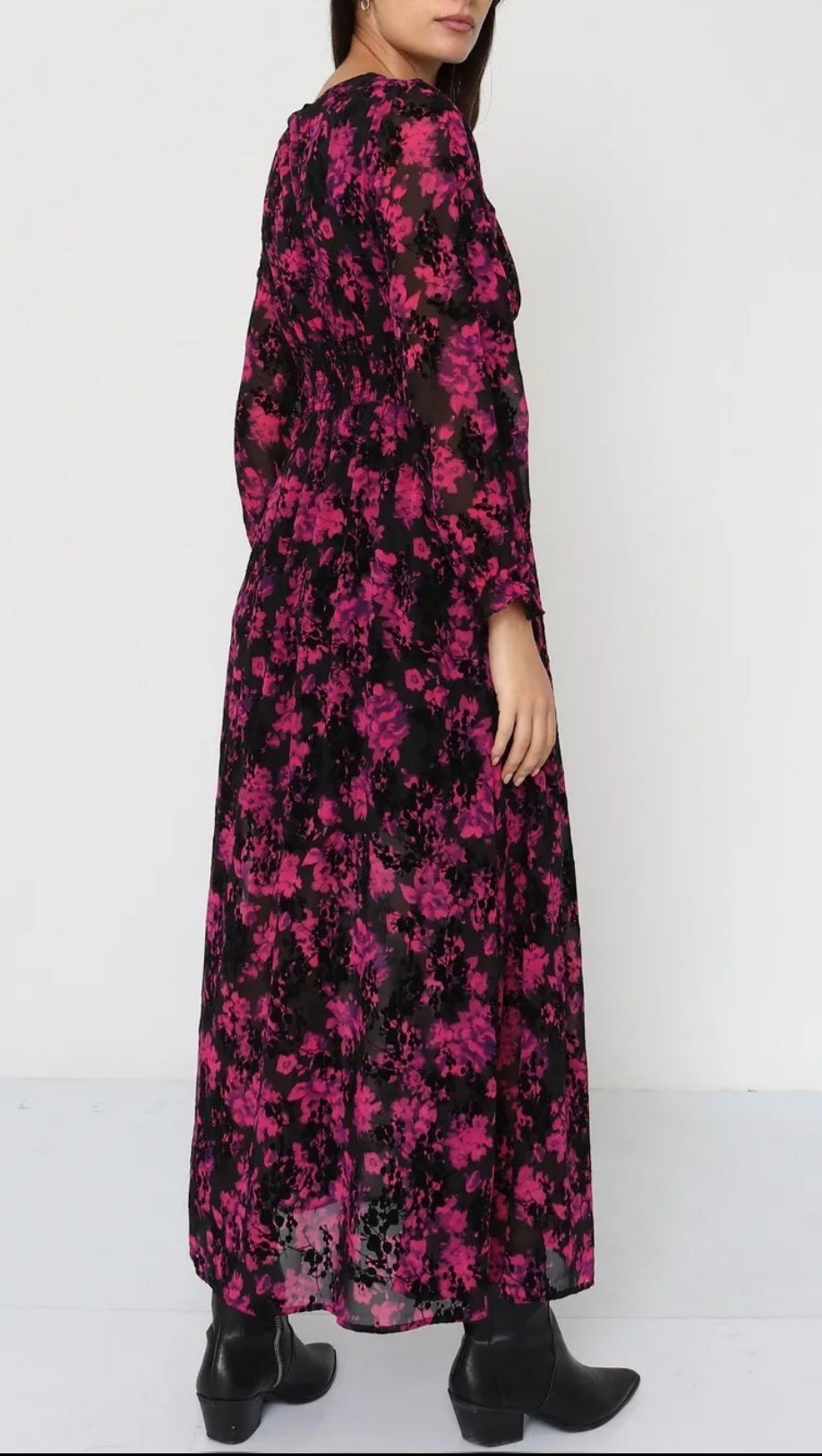 Robe longues fleurs roses