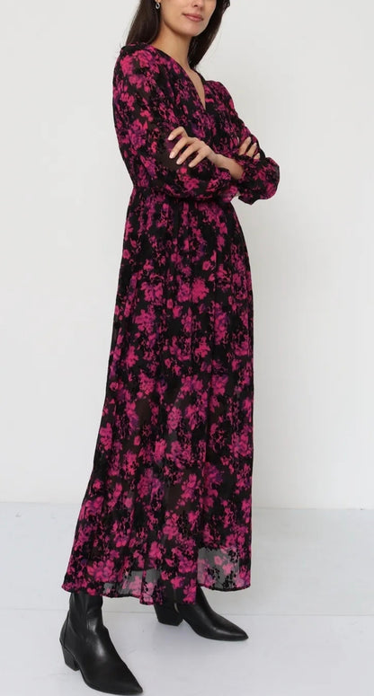 Robe longues fleurs roses