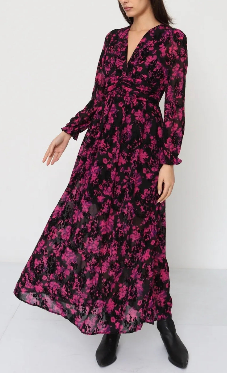 Robe longues fleurs roses