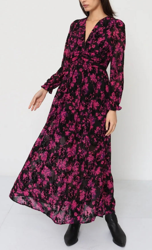 Robe longues fleurs roses