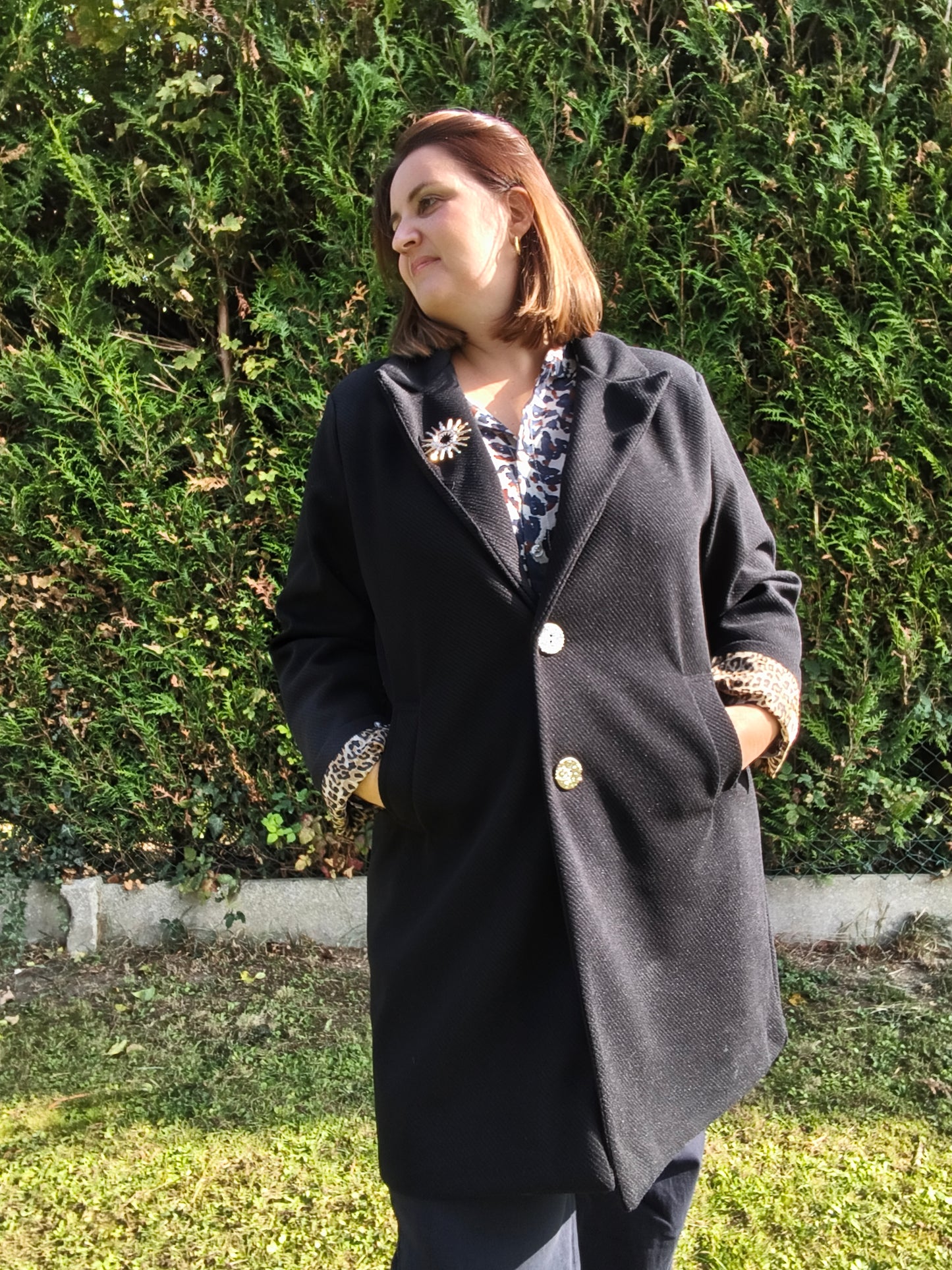 Manteau long noir femme