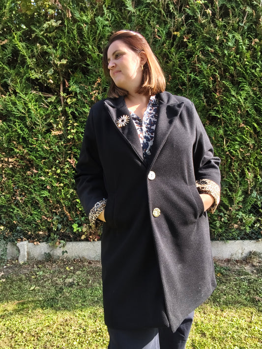 Manteau long noir femme