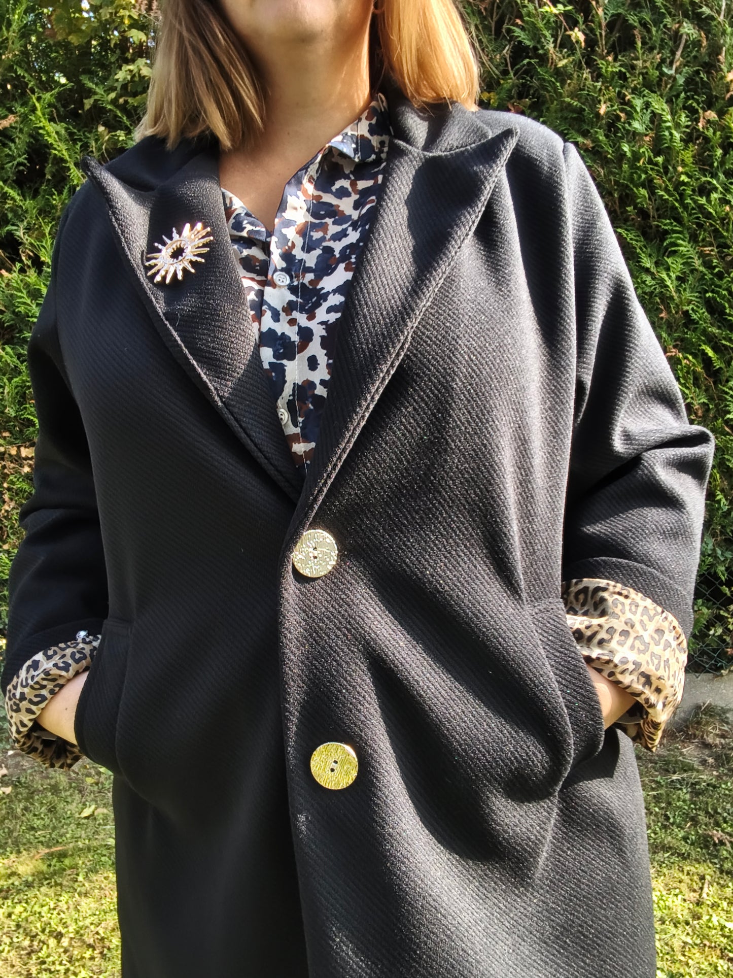 Manteau long noir femme