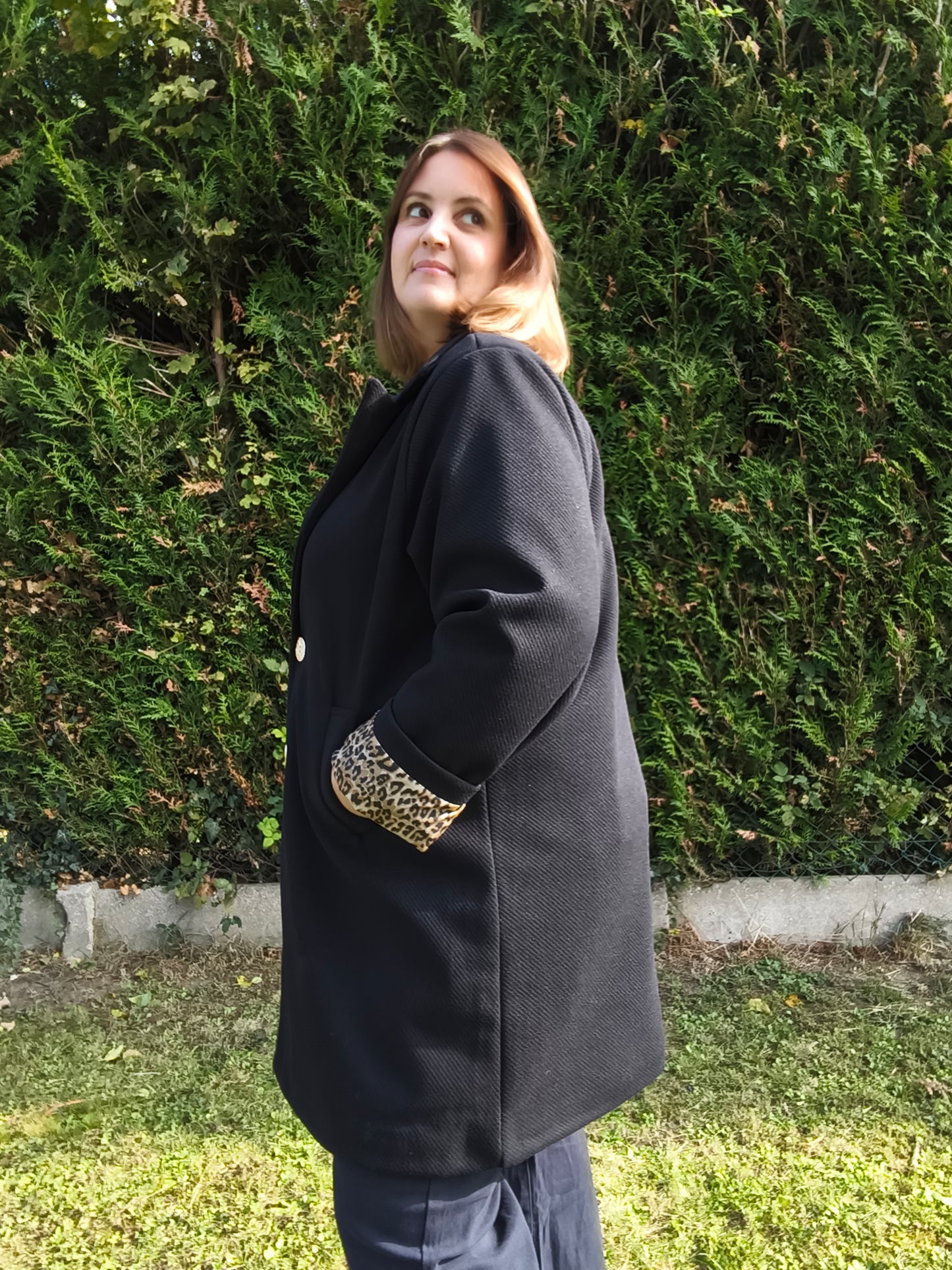 Manteau long noir femme