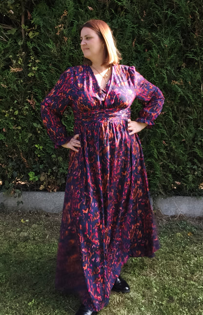 Robe longue bleue et orange