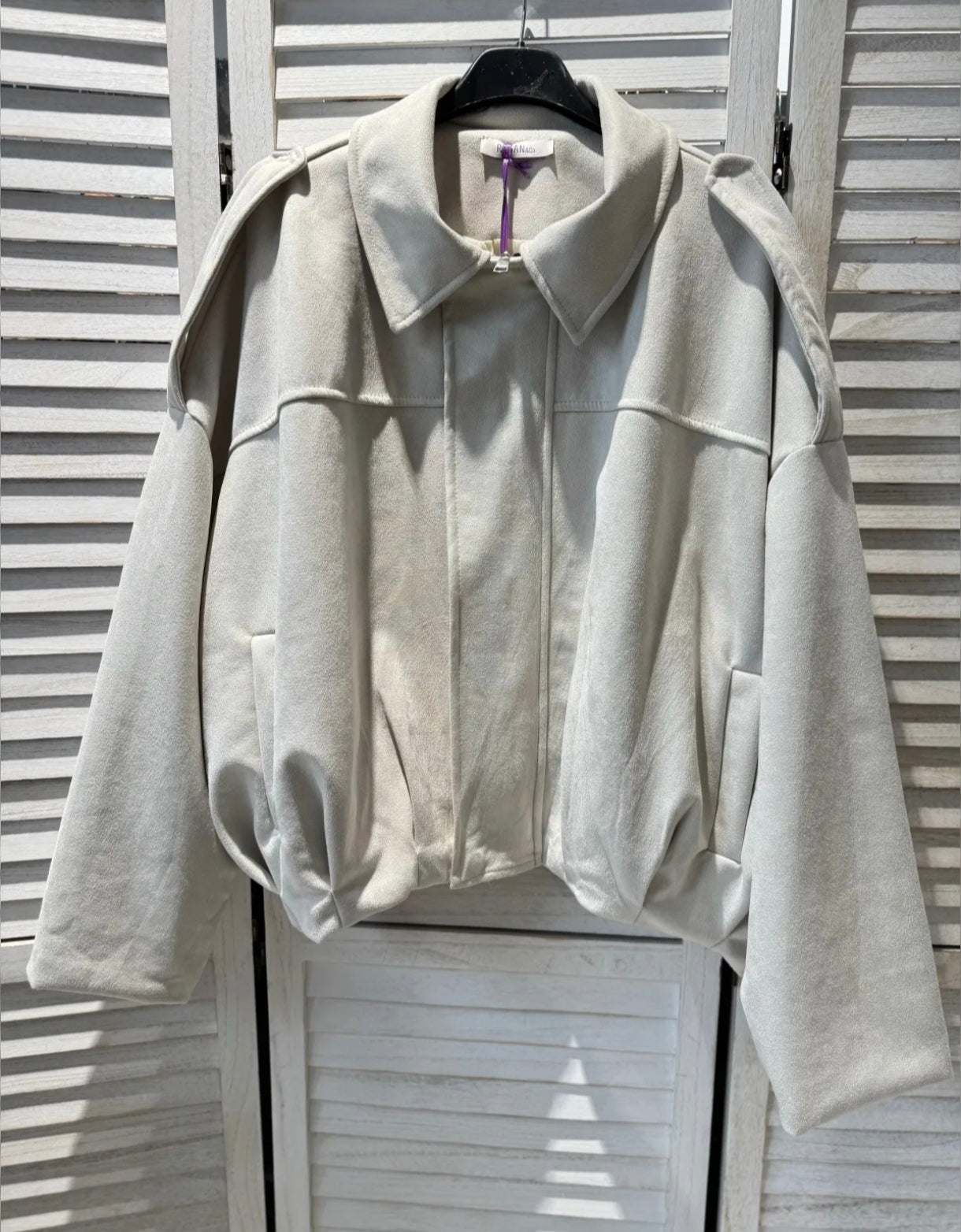 Veste over size en suédine écru